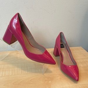 Zac Zac Posen Chunky Heel Pointed Toe Arlene Patent Chunky Heel Pump - New